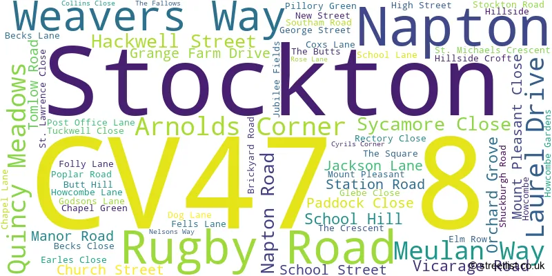 A word cloud for the CV47 8 postcode